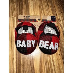DEARFOAMS NEW "BABY BEAR" BUFFALO PLAID SLIPPERS INFANT SIZE 6-9 MONTHS‎